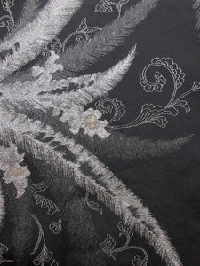 Haori Jacket Vintage(1950-1980) Black Silver Leaf Silk #7992N1