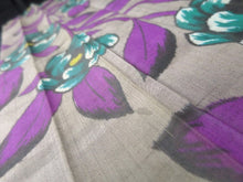 Load image into Gallery viewer, MKF#129 Silk Kimono Fabric Vintage(1920-1950) Meisen Flower Gray Purple 84.6x12.6in(215x32cm)
