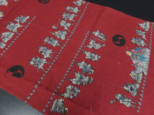 Load image into Gallery viewer, KK829A7 Cotton Kimono Fabric Vintage(1950-1980) Samurai Dark Red 39.4x11.8in(100x30cm)

