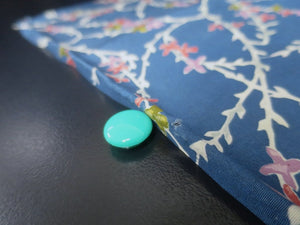 MKF#211 Silk Kimono Fabric Vintage(1950-1980) Branch Blue 50.4x12.6in(128x32cm)