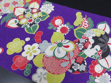 Load image into Gallery viewer, FF2496B Silk Kimono Fabric Vintage(1920-1950) Rinzu Bluish Purple 47.2x11.8in(120x30cm)
