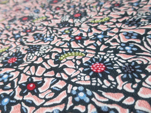 MBFd#59A Silk Kimono Fabric Vintage(1950-1980) Flower Rinzu Pink 37.4x12.6in(95x32cm)