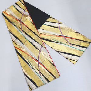 Fukuro Obi Vintage(1950-1980) Gold Black Bamboo Silk BB172V1