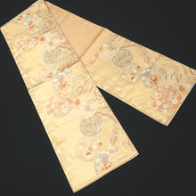 Load image into Gallery viewer, Fukuro Obi Vintage(1950-1980) Gold Ryusui Peony Silk BB182V1
