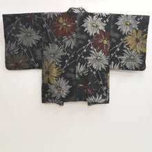 Load image into Gallery viewer, Haori Jacket Vintage(1950-1980) Black Silver Gold Chrysanthemum Silk #9448G3
