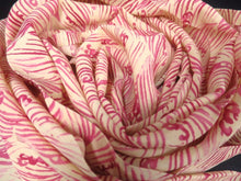 Load image into Gallery viewer, MKF#4 Silk Kimono Fabric Vintage(1950-1980) Wave Cream white Pink 78.7x12.6in(200x32cm)

