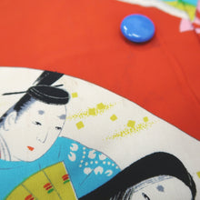 Load image into Gallery viewer, KK1193B4 Rayon Kimono Fabric Vintage(1950-1980) Heian Princess Vermillion 44.1x12.2in(112x31cm)
