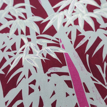 Load image into Gallery viewer, KK1008B1 Silk Kimono Fabric Vintage(1920-1950) Bamboo Wine red 56.3x13.0in(143x33cm)
