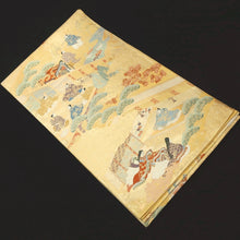 Load image into Gallery viewer, Fukuro Obi Vintage(1950-1980) Gold Heian Period Aristocrats Silk BB199V2
