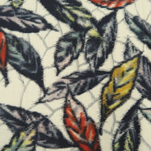 Load image into Gallery viewer, KK1266B5 Silk Kimono Fabric Vintage(1920-1950) Meisen Leaves Cream white 52.4x12.6in(133x32cm)
