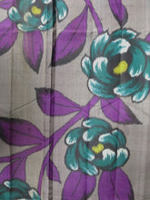 Load image into Gallery viewer, MKF#129 Silk Kimono Fabric Vintage(1920-1950) Meisen Flower Gray Purple 84.6x12.6in(215x32cm)
