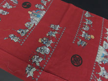 Load image into Gallery viewer, KK829A7 Cotton Kimono Fabric Vintage(1950-1980) Samurai Dark Red 39.4x11.8in(100x30cm)
