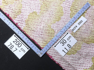 BCF#2503 Silk Kimono Fabric Vintage(1950-1980) Hand-stitched  Shibori    Mustard  Yellow  Purple   200cm (78.7in)
