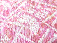 Load image into Gallery viewer, MBFq#65B Silk Kimono Fabric Vintage(1950-1980) Shibori Pink 41.3x12.2in(105x31cm)
