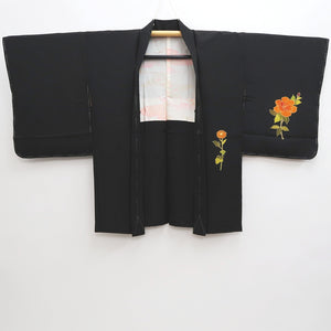 Haori Jacket Vintage(1950-1980) Black Chrysanthemum Silk #9502H1