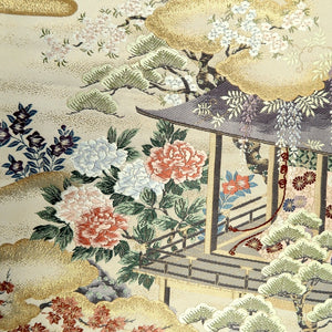 Fukuro Obi Gold Palace Birds Peony Silk BB222V3