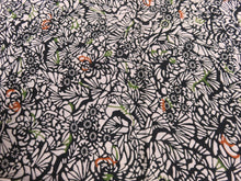 Load image into Gallery viewer, FF2525A Silk Kimono Fabric Vintage(1950-1980) Flower Black 55.1x11.8in(140x30cm)
