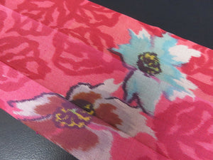 KK755A6 Silk Kimono Fabric Vintage(1950-1980) Meisen Red 66.9x5.9in(170x15cm)