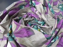 Load image into Gallery viewer, MKF#129 Silk Kimono Fabric Vintage(1920-1950) Meisen Flower Gray Purple 84.6x12.6in(215x32cm)
