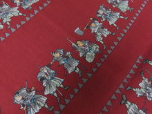 Load image into Gallery viewer, KK829A7 Cotton Kimono Fabric Vintage(1950-1980) Samurai Dark Red 39.4x11.8in(100x30cm)
