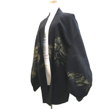 Load image into Gallery viewer, Haori Jacket Vintage(1950-1980) Black Gold Silver Mountain Landscape Silk #9540H2
