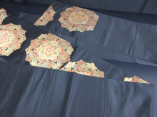 Load image into Gallery viewer, Fukuro Obi Vintage(1950-1980) Black Gold Flower Silk BB109W7
