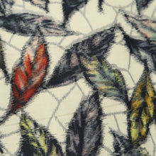 Load image into Gallery viewer, KK1266B5 Silk Kimono Fabric Vintage(1920-1950) Meisen Leaves Cream white 52.4x12.6in(133x32cm)
