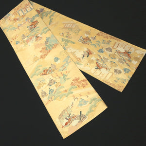Fukuro Obi Vintage(1950-1980) Gold Heian Period Aristocrats Silk BB199V2