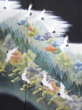 Load image into Gallery viewer, BCF#2933 Silk Tomesode Fabric Crane Birds 43.3x17.3in(110x44cm)
