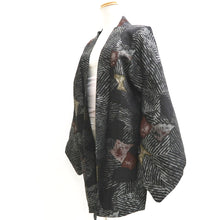 Load image into Gallery viewer, Haori Jacket Vintage(1950-1980) Black Silver Abstract art Silk #9566H3
