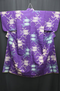 Kimono Vintage(1920-1950) Purple Hanashippou Meisen Silk #8613G5