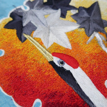 Load image into Gallery viewer, KK1280B5 Silk Kimono Fabric Vintage(1950-1980) Embroidery Crane Birds Blue 46.5x15.4in(118x39cm)
