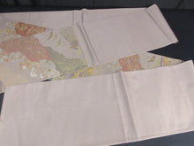 Load image into Gallery viewer, Fukuro Obi Light Rosybrown Gold Crane Birds Michinagadori Silk BB129W8
