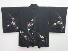 Load image into Gallery viewer, Haori Jacket Vintage(1950-1980) Black Flower Maple Leaf Silk #7950M4
