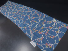 Load image into Gallery viewer, MKF#212 Silk Kimono Fabric Vintage(1950-1980) Branch Blue 50.4x12.6in(128x32cm)
