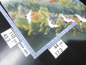 BCF#2933 Silk Tomesode Fabric Crane Birds 43.3x17.3in(110x44cm)