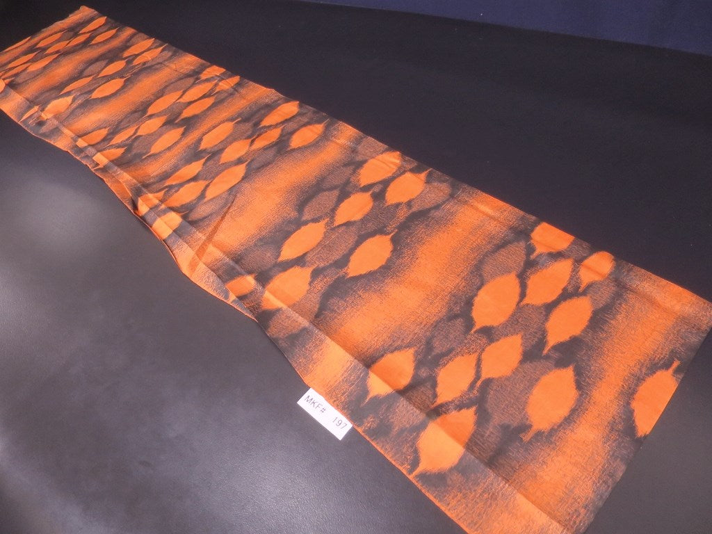 MKF#197 Silk Kimono Fabric Vintage(1920-1950) Meisen Leaf Vermillion 59.1x13.0in(150x33cm)