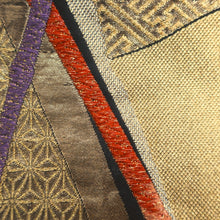 Load image into Gallery viewer, Fukuro Obi Vintage(1950-1980) Gold Black Bamboo Silk BB172V1
