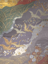 Load image into Gallery viewer, Fukuro Obi Light Rosybrown Gold Crane Birds Michinagadori Silk BB129W8
