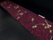 Load image into Gallery viewer, FF2606B Silk Kimono Fabric Vintage(1950-1980) Camellia Flower Wine Red 55.9x11.8in(142x30cm)
