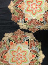 Load image into Gallery viewer, Fukuro Obi Vintage(1950-1980) Black Gold Flower Silk BB109W7

