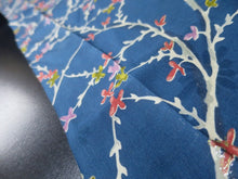 Load image into Gallery viewer, MKF#212 Silk Kimono Fabric Vintage(1950-1980) Branch Blue 50.4x12.6in(128x32cm)
