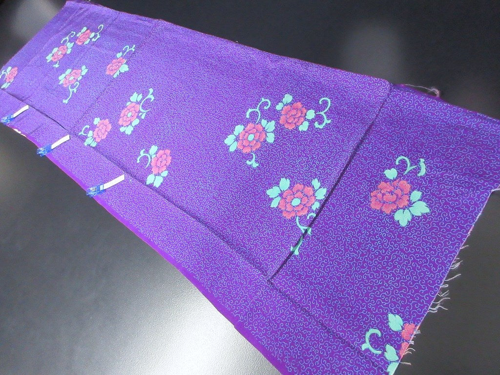 ACH#725 Silk Kimono Fabric Vintage 1930s 45.3x14.2in(115x36cm)