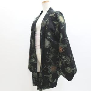 Haori Jacket Vintage(1950-1980) Black Flower Silk #9109D3