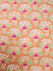 MBFd#74B Silk Kimono Fabric Vintage(1950-1980) Shibori Salmon 43.3x12.2in(110x31cm)
