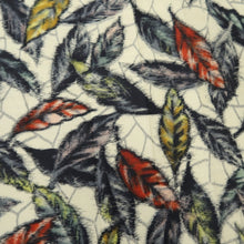 Load image into Gallery viewer, KK1267B5 Silk Kimono Fabric Vintage(1920-1950) Meisen Leaves Cream white 90.2x12.6in(229x32cm)
