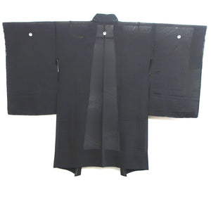 Haori Jacket Vintage(1950-1980) Black See-Through Curling Wave Long Silk #9049D1