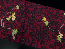 Load image into Gallery viewer, FF2606B Silk Kimono Fabric Vintage(1950-1980) Camellia Flower Wine Red 55.9x11.8in(142x30cm)
