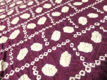 Load image into Gallery viewer, MKF#247 Silk Kimono Fabric Vintage(1950-1980) Shibori Wine red 39.4x13.0in(100x33cm)

