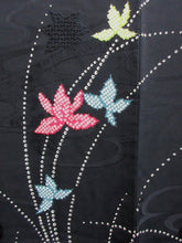 Load image into Gallery viewer, Haori Jacket Vintage(1950-1980) Black Flower Maple Leaf Silk #7950M4
